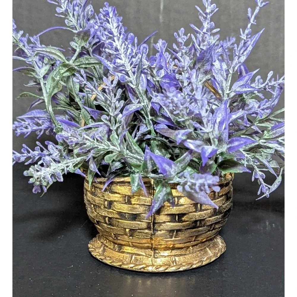 Vintage Solid Brass Woven Basket With Braided Handle Original Felt Bottom 3.75